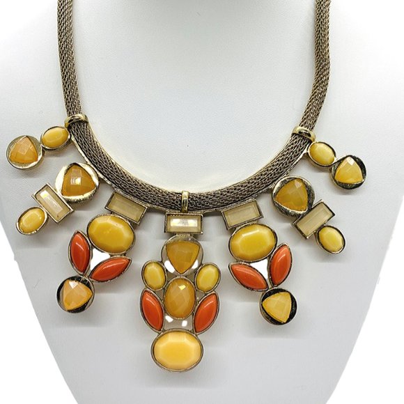 Metaphor Shades of Orange &Gold Statement Necklace - Picture 1 of 8